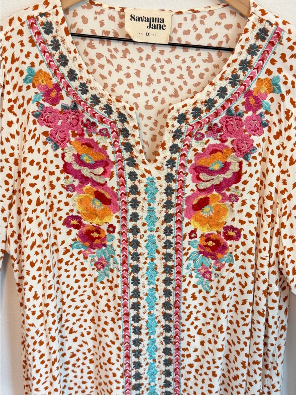 Savanna Jane Leopard-Print Tunic with Pink & Blue Embroidery - Picture 8 of 15